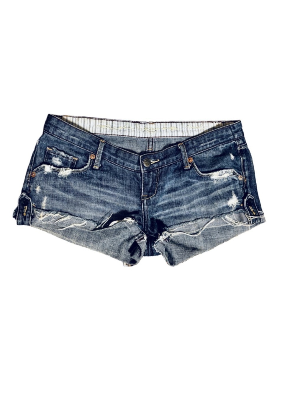 Vintage Ruehl Super Low Rise Distressed Jean Shorts Size 25